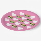 Aangepaste huisdier en harten patroon roze papieren bordje (Gekanteld)