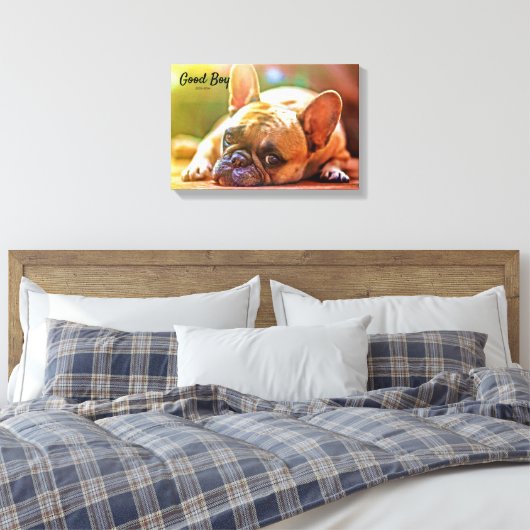 Aangepaste huisdier foto datums Memorial Afbeeldin Canvas Afdruk (Insitu (Slaapkamer))