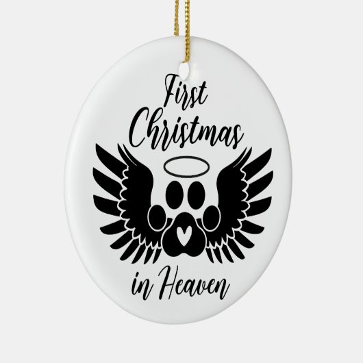 Aangepaste huisdier foto Eerste Kerstmis in de hem Keramisch Ornament (Rechts)