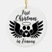Aangepaste huisdier foto Eerste Kerstmis in de hem Keramisch Ornament (Voorkant)