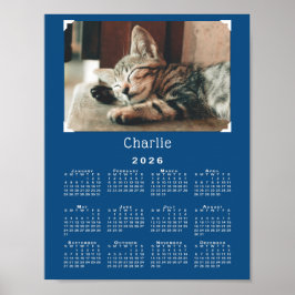 Aangepaste Huisdier Foto en Naam 2026 Kalender Bla Poster
