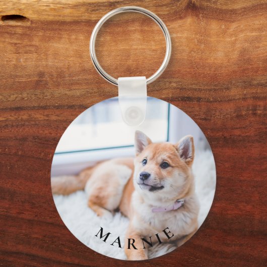 Aangepaste huisdier foto en naam dubbelzijdig sleutelhanger (Voorkant)