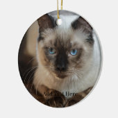 Aangepaste huisdier foto en naam keramisch ornament (Links)