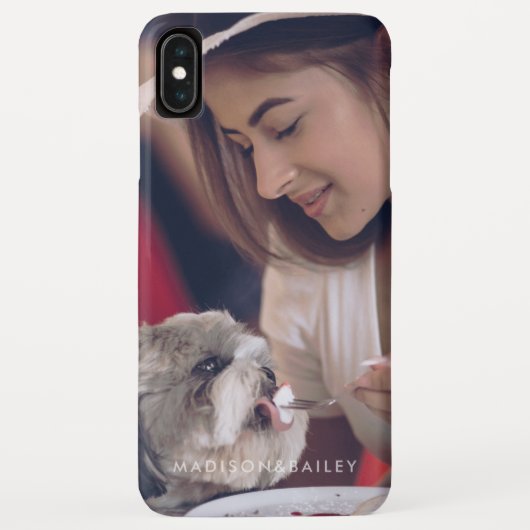 Aangepaste huisdier foto en naam typografie Case-Mate iPhone case (Achterkant)