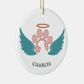 Aangepaste huisdier foto engel vleugels kerst keramisch ornament (Rechts)