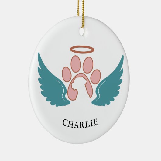 Aangepaste huisdier foto engel vleugels kerst keramisch ornament (Rechts)