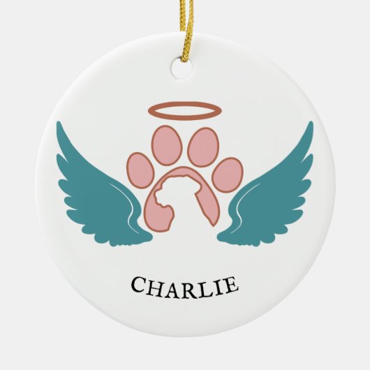 Aangepaste huisdier foto engel vleugels kerst keramisch ornament (Voorkant)