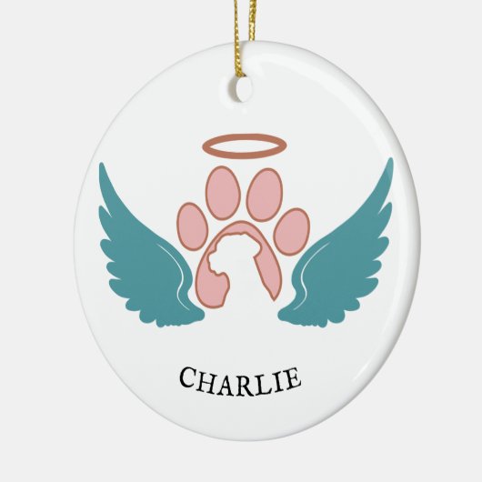 Aangepaste huisdier foto engel vleugels kerst keramisch ornament (Links)