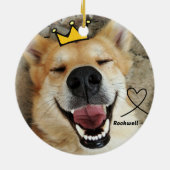 Aangepaste huisdier foto gepersonaliseerde Hondenl Keramisch Ornament (Achterkant)