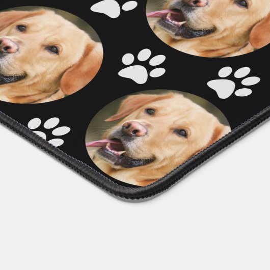 Aangepaste huisdier foto hond patroon zwart bureaumat (Hoek)