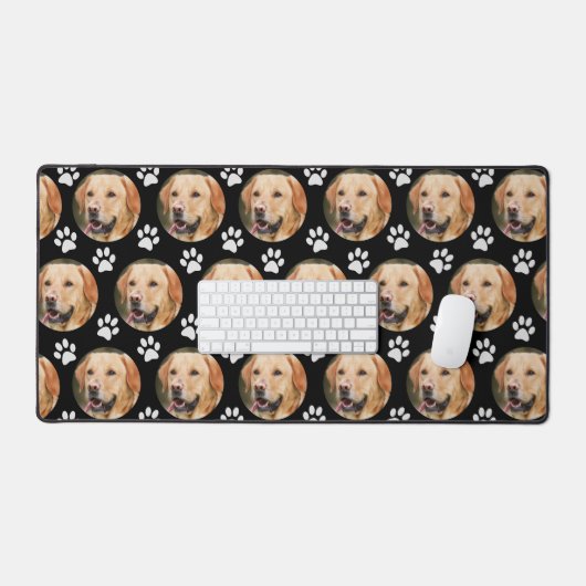Aangepaste huisdier foto hond patroon zwart bureaumat (Keyboard & Muis)