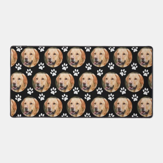 Aangepaste huisdier foto hond patroon zwart bureaumat (Voorkant)