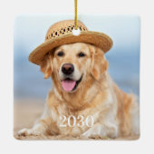 Aangepaste huisdier foto Hondenliefhebber Keepsake Keramisch Ornament (Achterkant)