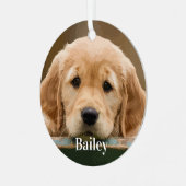 Aangepaste huisdier foto Hondenliefhebber Modern E Metalen Ornament (Voorkant links)