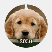 Aangepaste huisdier foto Hondenliefhebber Modern E Metalen Ornament (Achterkant)