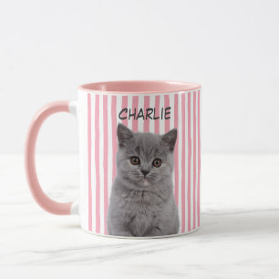 Aangepaste huisdier foto kat hond eigenaar roze st mok