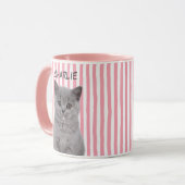 Aangepaste huisdier foto kat hond eigenaar roze st mok (Voorkant links)