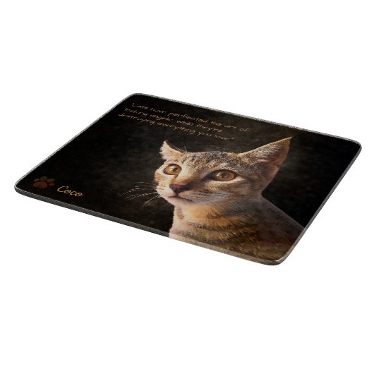 Aangepaste Huisdier Foto Kat Hond met Naam Quote S Snijplank (Hoek)