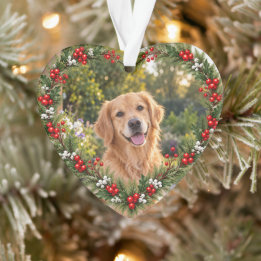 Aangepaste huisdier foto Kerstmis Hulst Krans Ornament