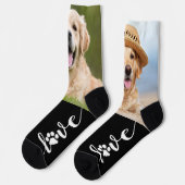 Aangepaste huisdier foto Liefde Pootafdruk 2 Hond Sokken (Links)