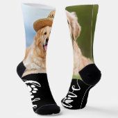 Aangepaste huisdier foto Liefde Pootafdruk 2 Hond Sokken (Gebogen)