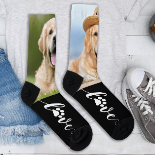 Aangepaste huisdier foto liefde pootafdruk hond sokken