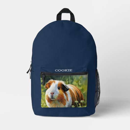 Aangepaste Huisdier Foto Marine Blauw Bedrukte Rugzak (Voorkant)