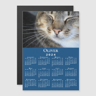 Aangepaste huisdier foto naam 2024 kalender blauwe