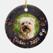 Aangepaste huisdier foto naam jaar keramisch Ornam Keramisch Ornament (Achterkant)