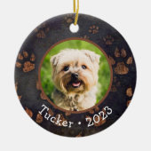 Aangepaste huisdier foto naam jaar keramisch Ornam Ornament (Voorkant)