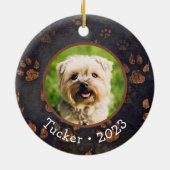 Aangepaste huisdier foto naam jaar keramisch Ornam Ornament (Achterkant)