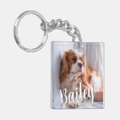 Aangepaste huisdier foto & naam sleutelhanger (Voorkant Links)
