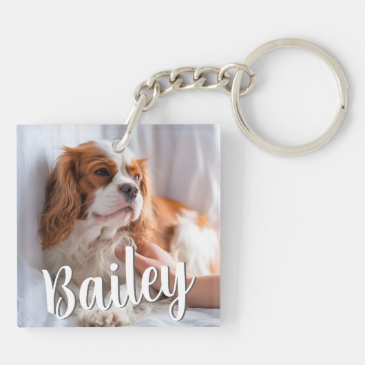 Aangepaste huisdier foto & naam sleutelhanger (Achterkant)