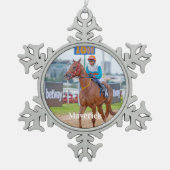 Aangepaste huisdier foto Paardenliefhebber Tin Sneeuwvlok Ornament (Voorkant)