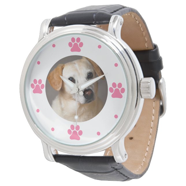 Aangepaste huisdier foto Paws gepersonaliseerd hor Horloge (Gekanteld)