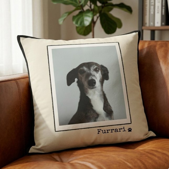 Aangepaste huisdier foto retro moderne minimalisti kussen (Modern Personalized Pet Photo Pillow a stylish gift for any dog mom or dog dad.)