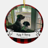 Aangepaste huisdier foto rode buffel kerst keramisch ornament (Voorkant)
