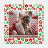 Aangepaste huisdier foto rood groen poot print ker keramisch ornament (Achterkant)