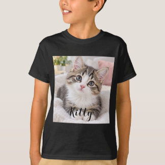 Aangepaste huisdier fotonaam Schattige Kat T-shirt