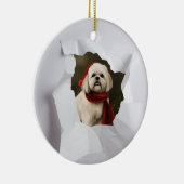 Aangepaste huisdier gluren door Kerstmis Keramisch Ornament (Rechts)