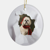 Aangepaste huisdier gluren door Kerstmis Keramisch Ornament (Links)