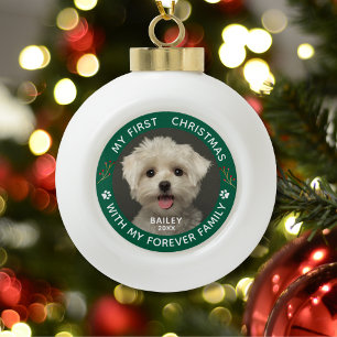 Aangepaste Huisdier Hond Foto Poot Print Keramische Bal Ornament
