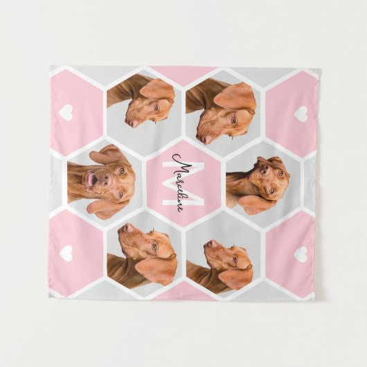 Aangepaste huisdier hond kat 6 foto collage monogr wandkleed (Voorkant (horizontaal))