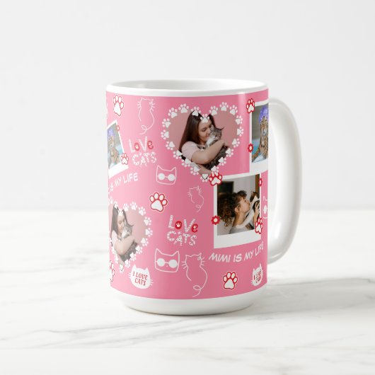 Aangepaste Huisdier Kat Foto Gezicht Collage Mok m (Voorkant rechts)