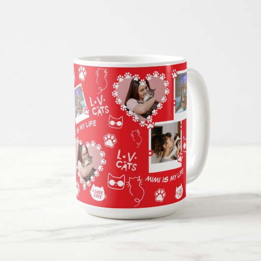 Aangepaste Huisdier Kat Foto Gezicht Collage Mok m (Voorkant rechts)