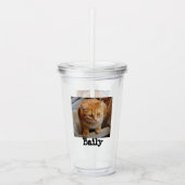 Aangepaste huisdier kat hond foto gepersonaliseerd acryl drinkbeker (Voorkant)