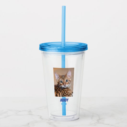 Aangepaste huisdier kat hond foto gepersonaliseerd acryl drinkbeker (Voorkant)