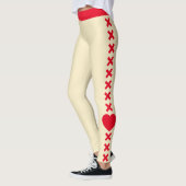 Aangepaste Huisdier Kat Moeder Wit Rood Gestreept Leggings (Links)