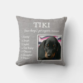 Aangepaste Huisdier Keepsake Med Grijs Faux Linnen Kussen