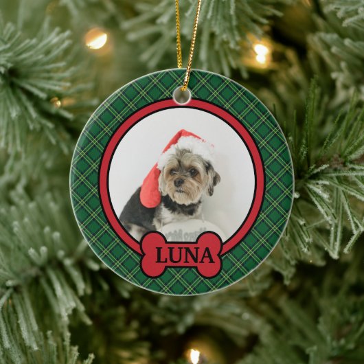 Aangepaste huisdier kerst, gepersonaliseerde hond  keramisch ornament (Boom)